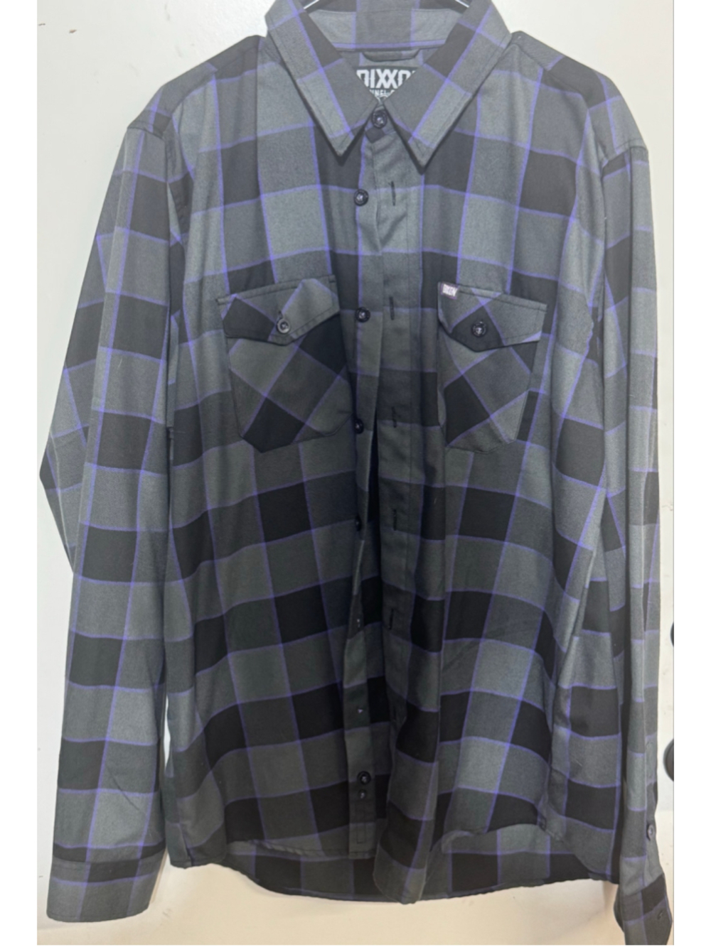 The Gift - Men's Dixxon Flannel Shirt XLT Grey Purple Plaid Button Down